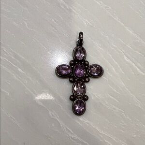 Sterling Silver Amethyst Cross Pendant